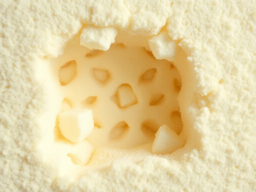 Close-up texture of cured spray foam insulation material