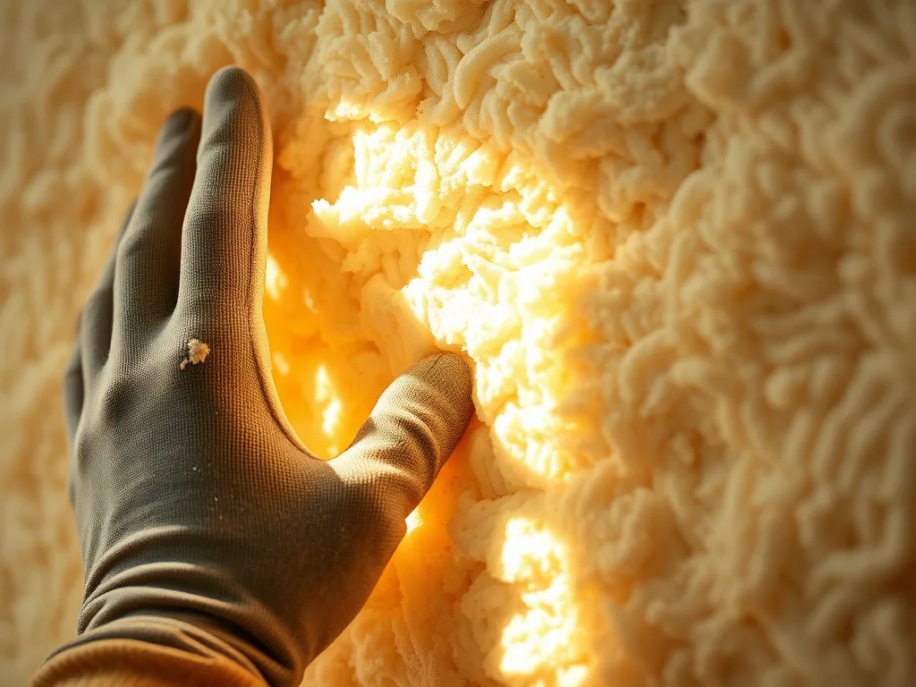 Close-up of cured spray foam insulation texture